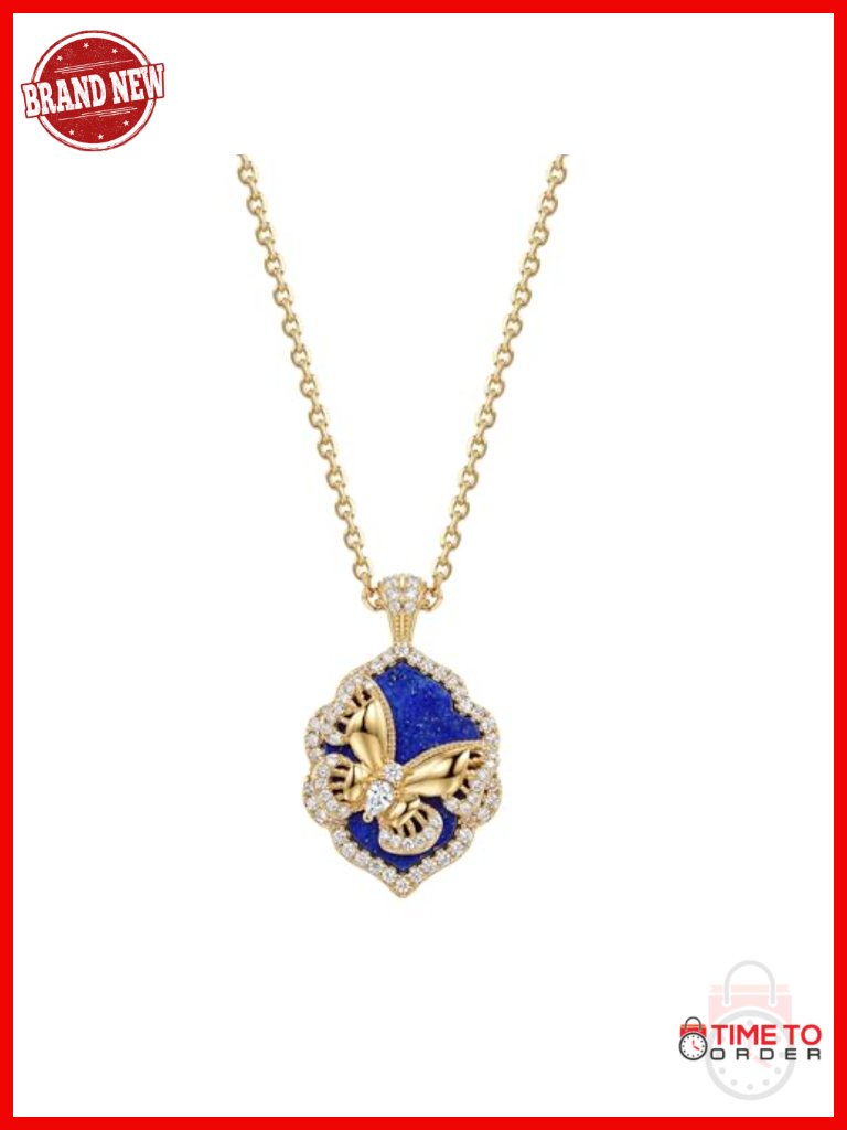 14k Gold Plated Lapis Lazuli Butterfly Pendant Necklace Adjustable